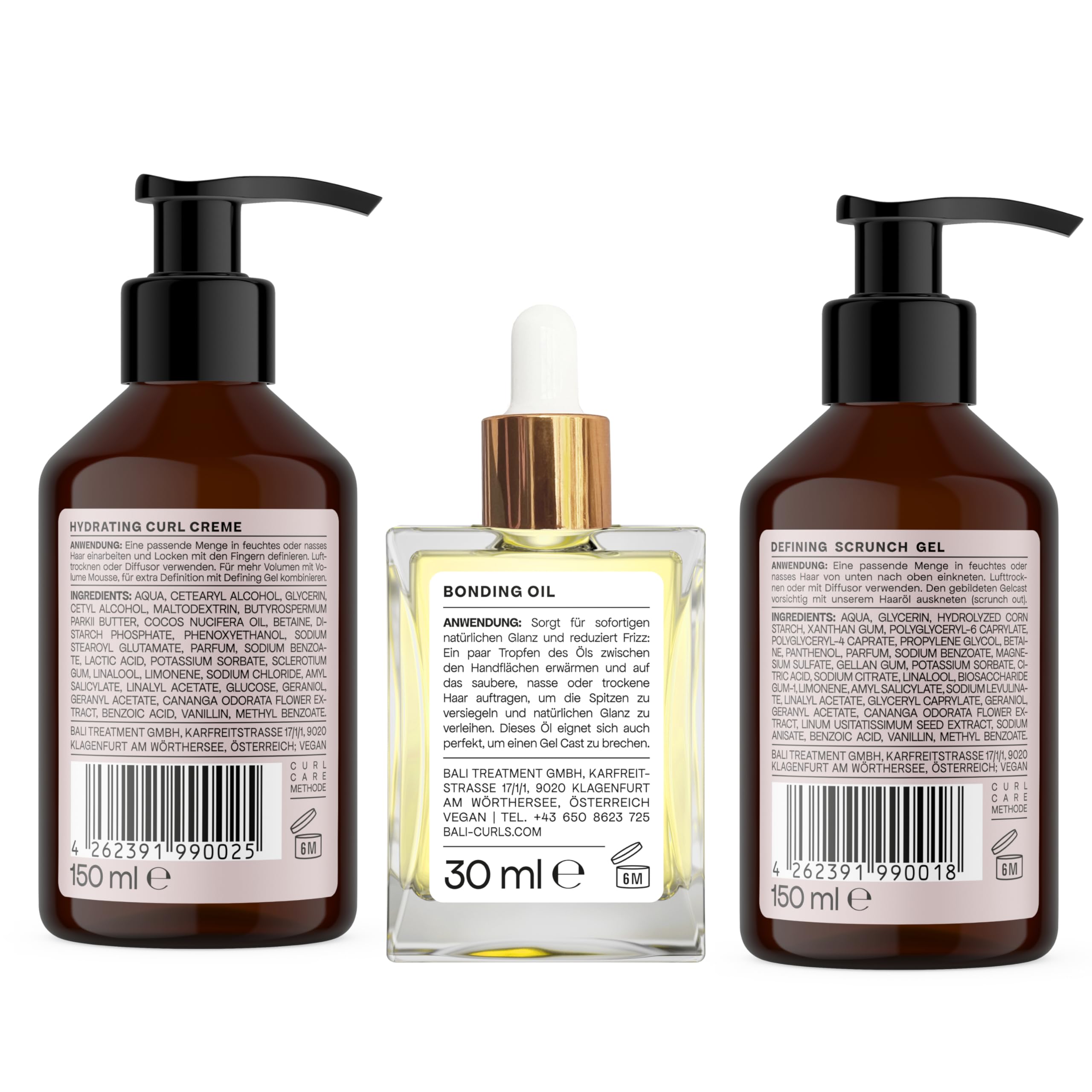 Bali CURLS Styling Heroes Bundle – 4 pièces de routine de coiffage pour des boucles définies, souples et éclatantes – Curl Cream, Volume Foam, Gel de finition et huile de liaison