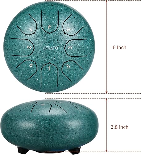 Miniatura 5 de LEKATO Tambor de lengua de acero, tambor hanpan de acero de 6 pulgadas y 8 notas para principiantes con libro de canciones, mazos de tambor, regalo