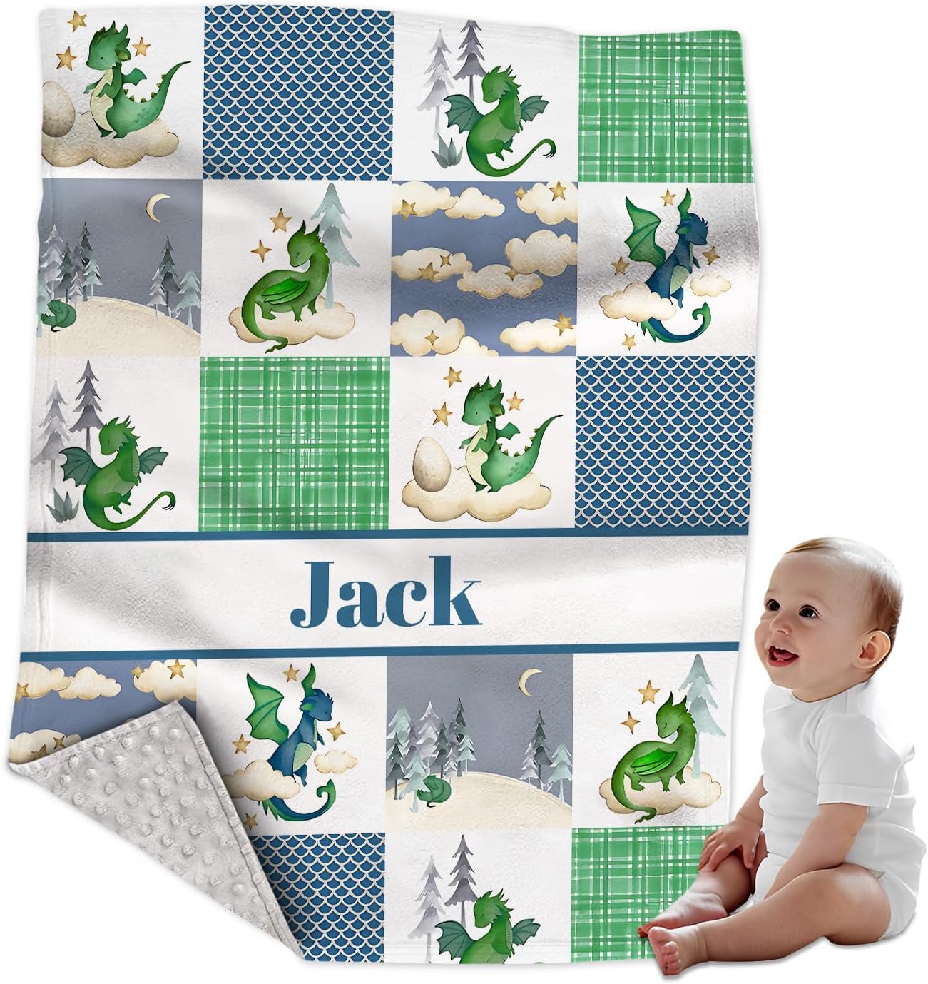 Personalized Crown Animals Minky Blanket - Custom Baby Blanket for Boys & Girls, Soft Infant to Toddler, Gift for Baby Shower or Birthday