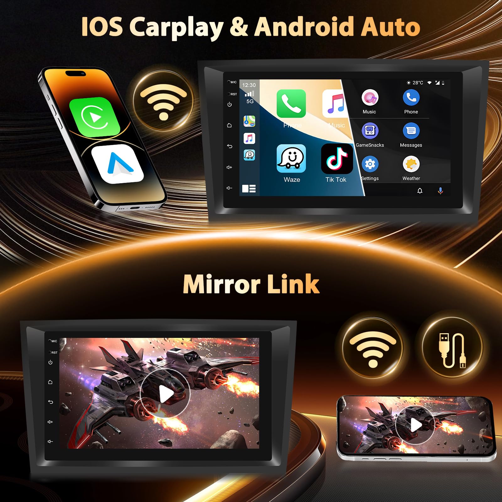 Autoradio Android 15 Motorsi per Opel Astra Antara Corsa Zafira Meriva Vivaro Combo Signum Tigra Twin Top, IOS Carplay 2+64G Anroid Auto Radio 2 Din Car Stereo con GPS WiFi EQ Bluetooth Obd2 DVR DAB+