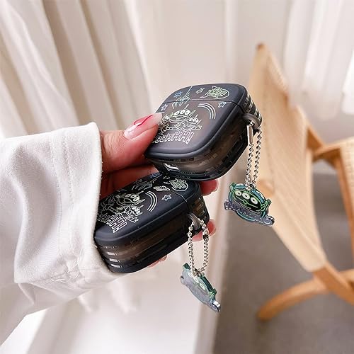 Miniatura 8 de Funda de TPU suave con dije de cadena de cuentas para Apple AirPods Pro AirPodsPro 2019 Espacio Exterior Aliens Color Negro Pixar Disney Anime