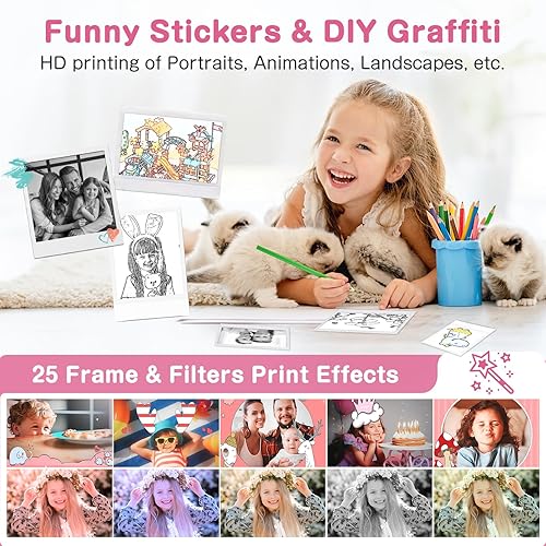 Miniatura 4 de Cámara de impresión instantánea para niños, cámara digital de doble lente de 48 MP para regalos de cumpleaños de Navidad, cámaras instantáneas