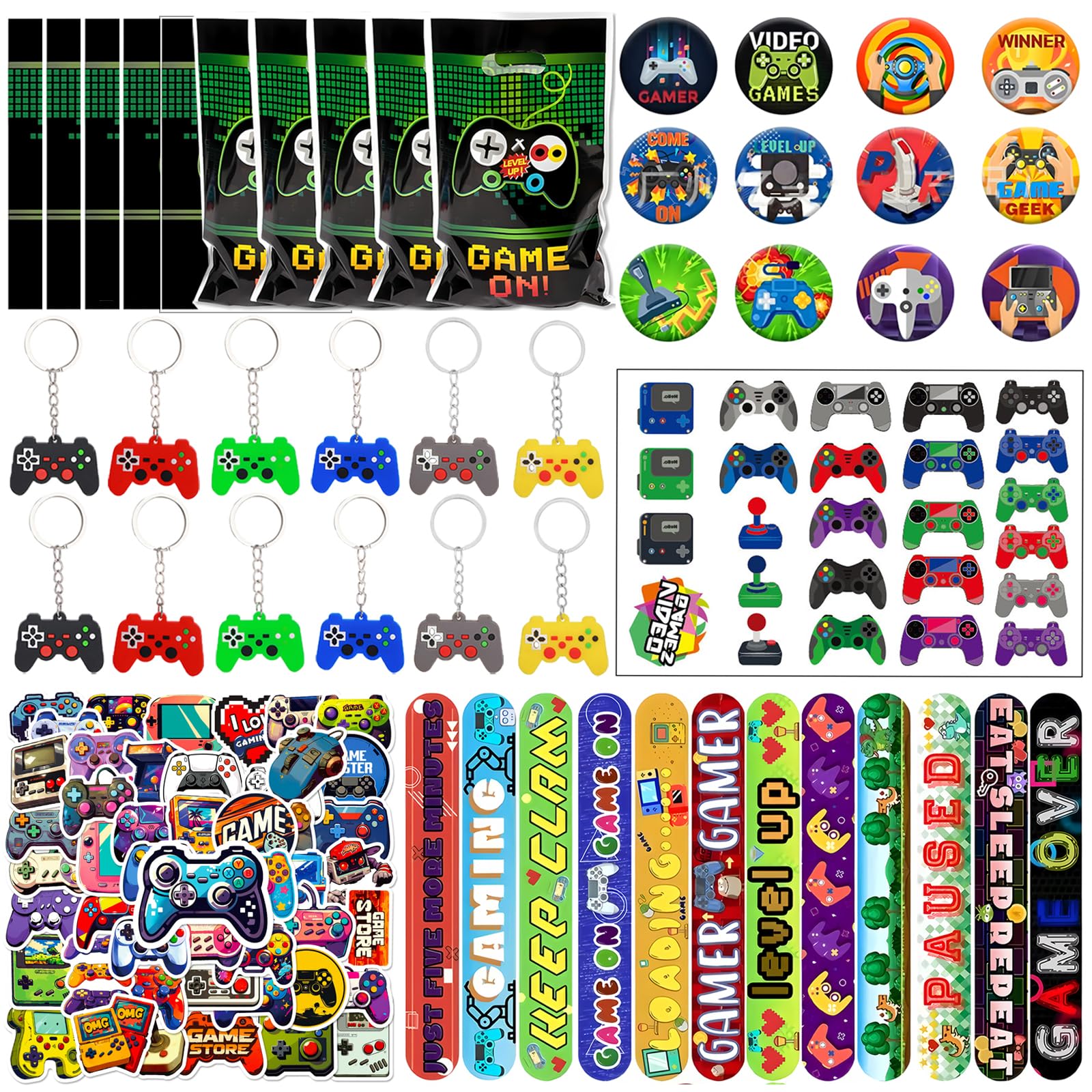 Viicoor Game Party Favors Set, 97PCS Gaming-Themed Party Supplies, Goodie Bags, Gifts Bags Fillers Pinata Stuffers, Cartoon Themed Party Toys (Game)