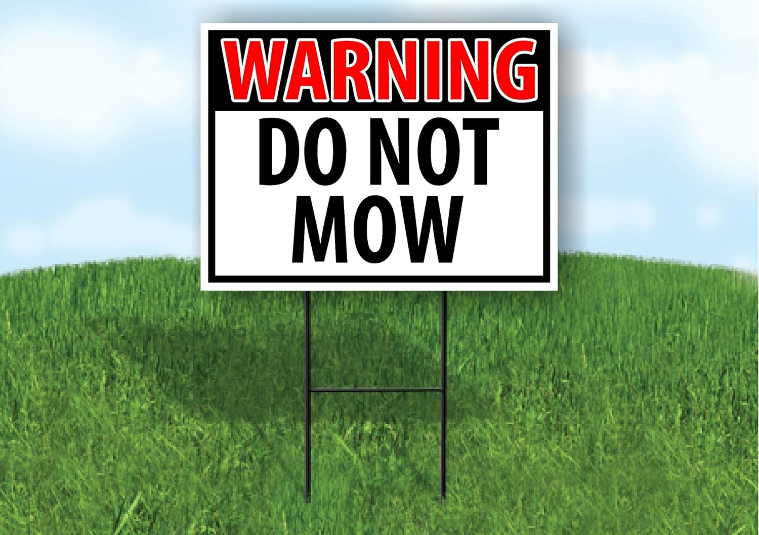 WARNING DO NOT MOW RED Yard Sign ROAD SIGN with stand - Double Sided Sign - Yard Sign ROAD SIGN with Stand