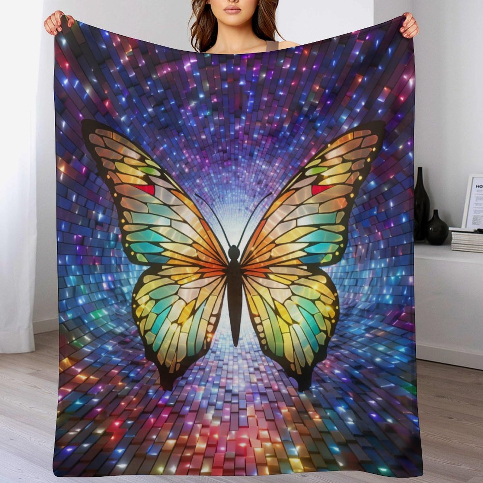Couverture chaude confortable pour frissons nocturnes avec ce plaid molleton papillon