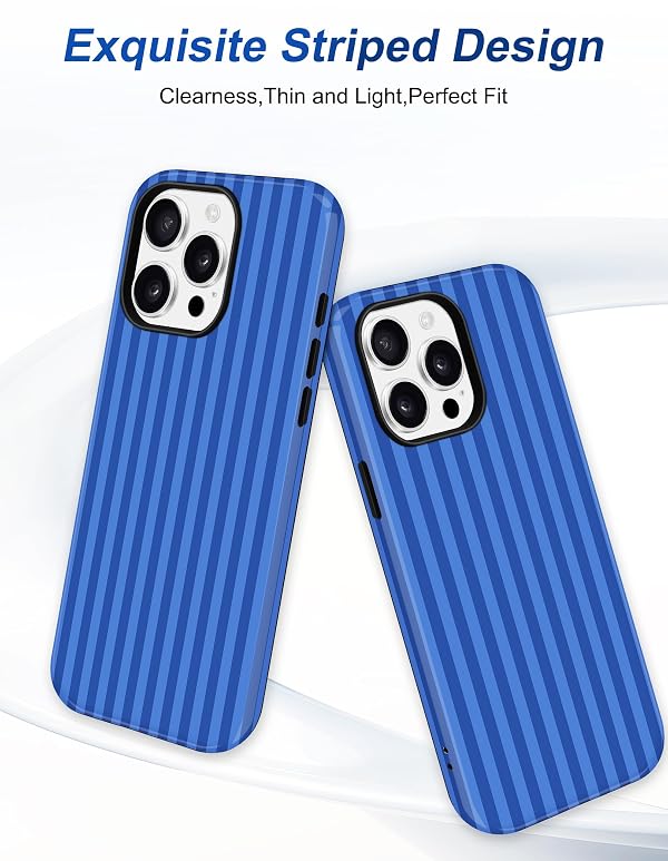 Aitipy Compatible with MagSafe Striped Phone Case for iPhone 13 Pro Max, Cute Magnetic Navy Blue Aesthetic Stripes Soft TPU and Hard PC Shockproof Protective Phone Cover for Women Girls by Aitipy - Used condition - Image 3