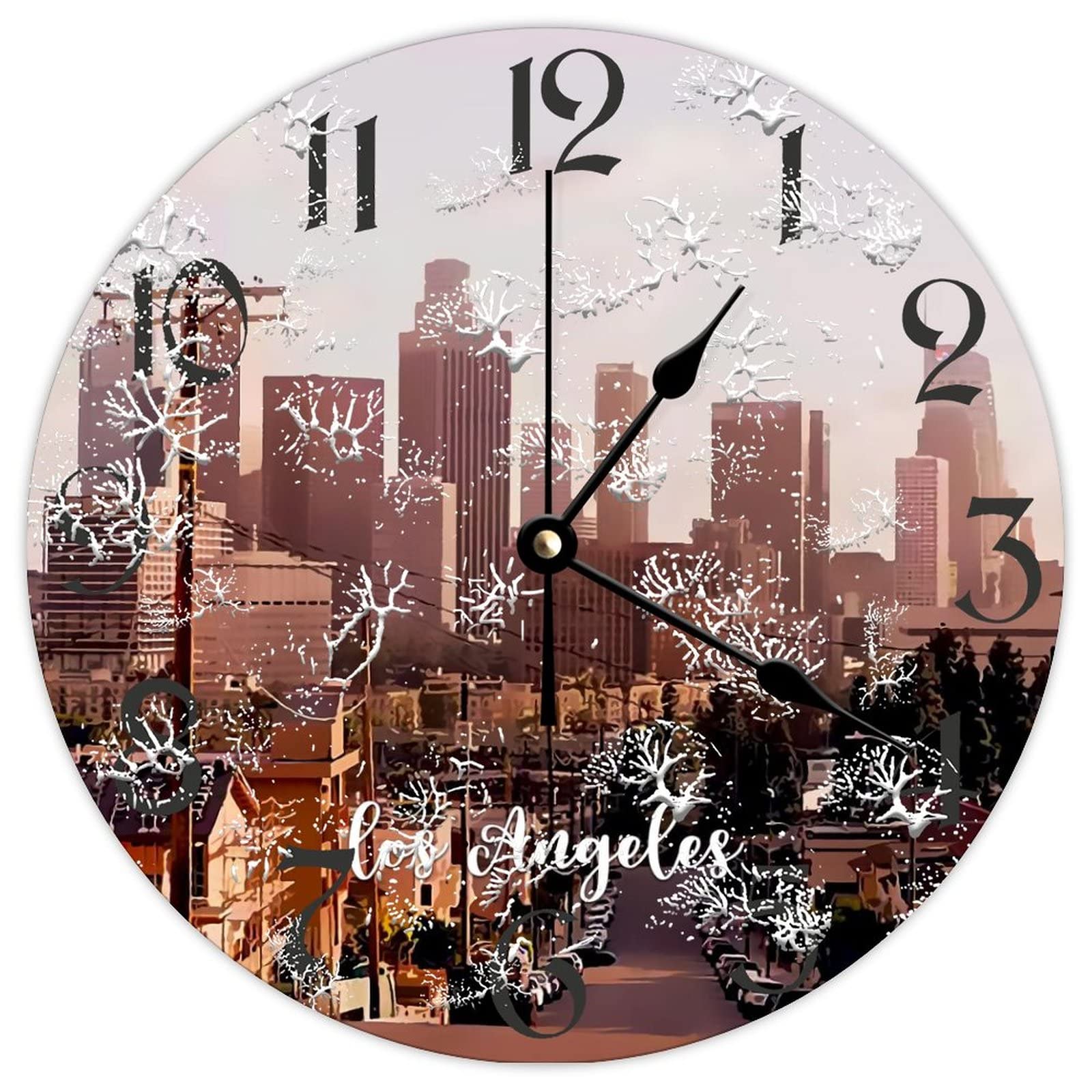 Horloge bois Los Angeles de 38 cm : finitions vintage luxe