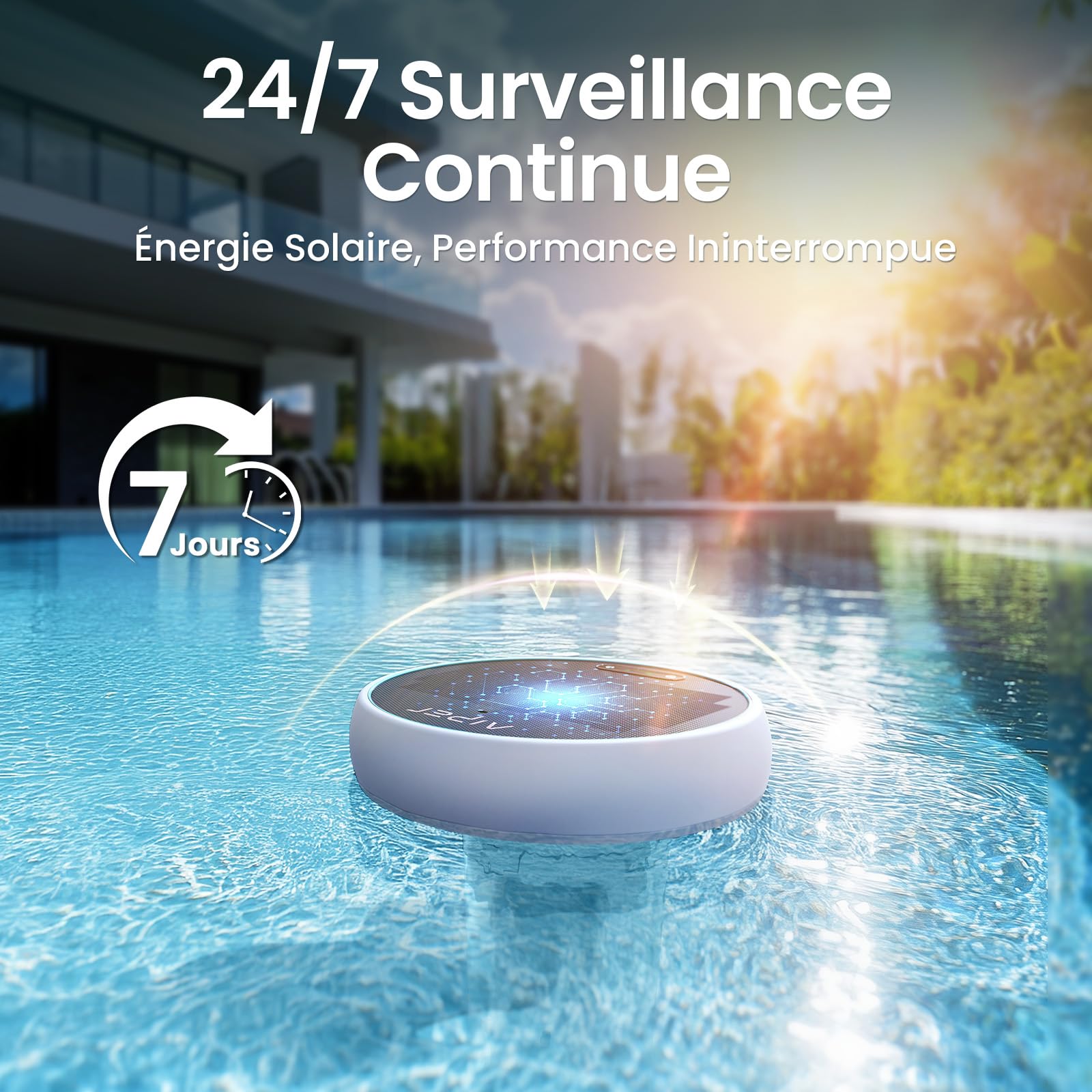 AIPER HydroComm Analyseur d'eau de Piscine Connecté, 5-en-1 Testeur pH, ORP, EC, TDS & Température, Surveillance Numérique 24/7, Application Mobile avec Conseils Personnalisés, Solaire + Batterie