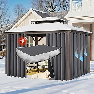 RYB HOME Outdoor/Indoor Thermal Insulated Fade-Resistant Blackout Curtai...
