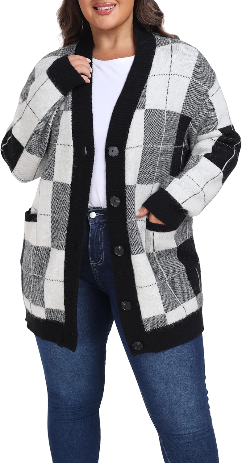 Shiaili Warm Plus Size Sweater Coats Soft Stretched Cardigan for Women - Image 2