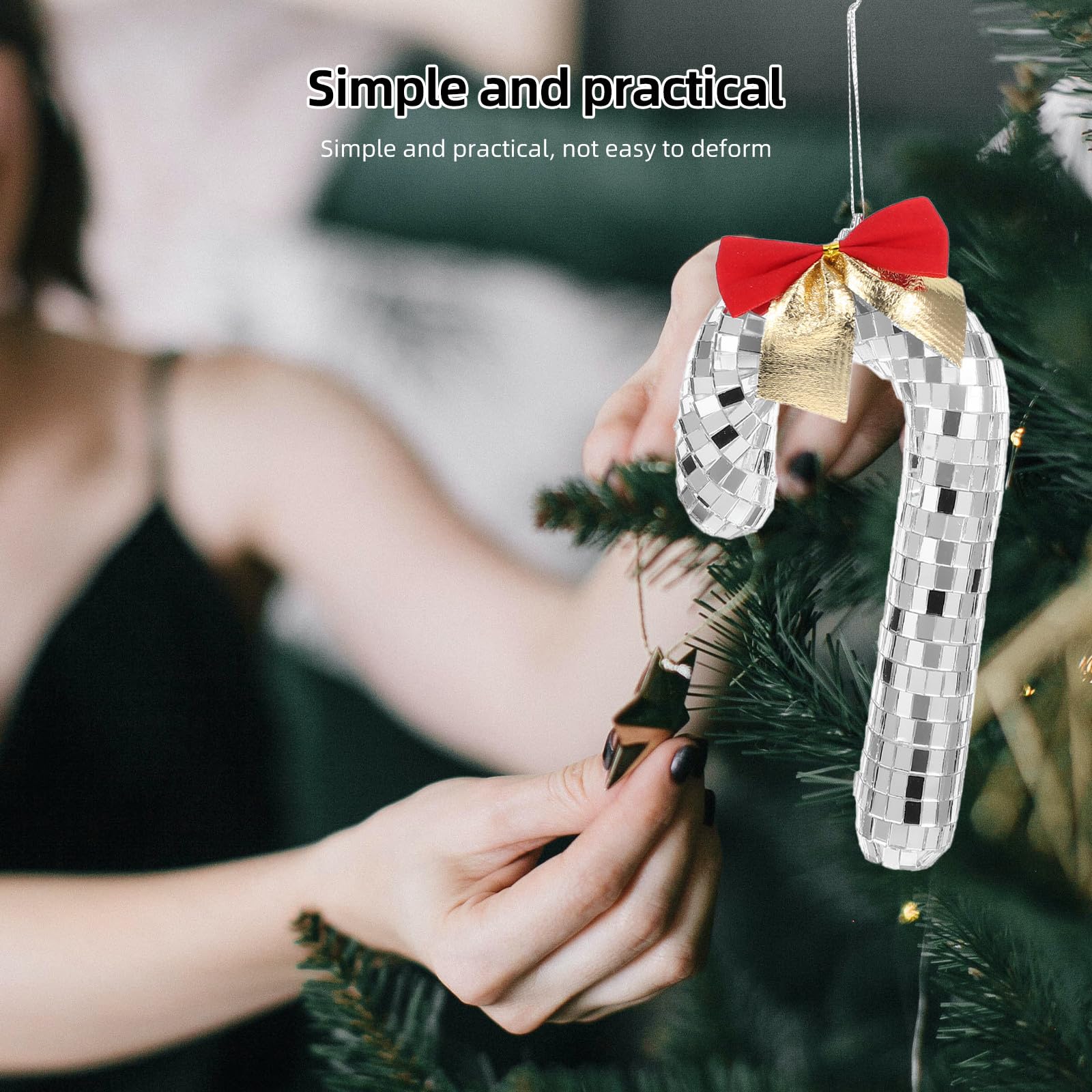 TOYANDONA 5 Stück Weihnachtsbaum Anhänger in Zuckerstangenform aus Glas | Hängender Schmuck mit Spiegeloberfläche, Elegant und Kreativ, für Christbaum, Dekorativ