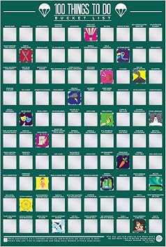 Gift Republic 100 Things to Do Bucket List Scratch Poster, Green, GR630006 for Playroom