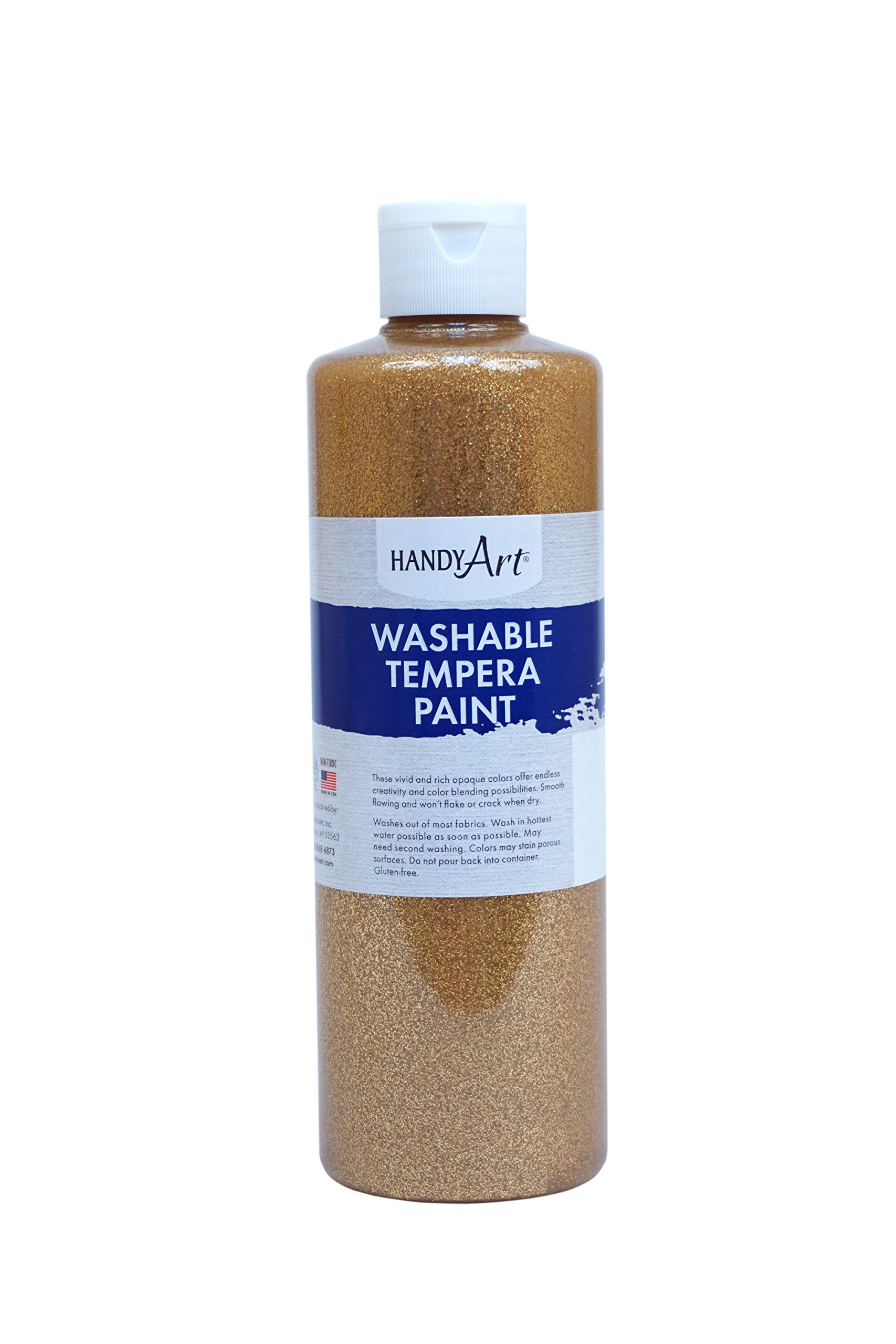 Handy Art Gold Glitter Washable Paint, 16 Fl Oz (Pack of 1), 16 Ounce