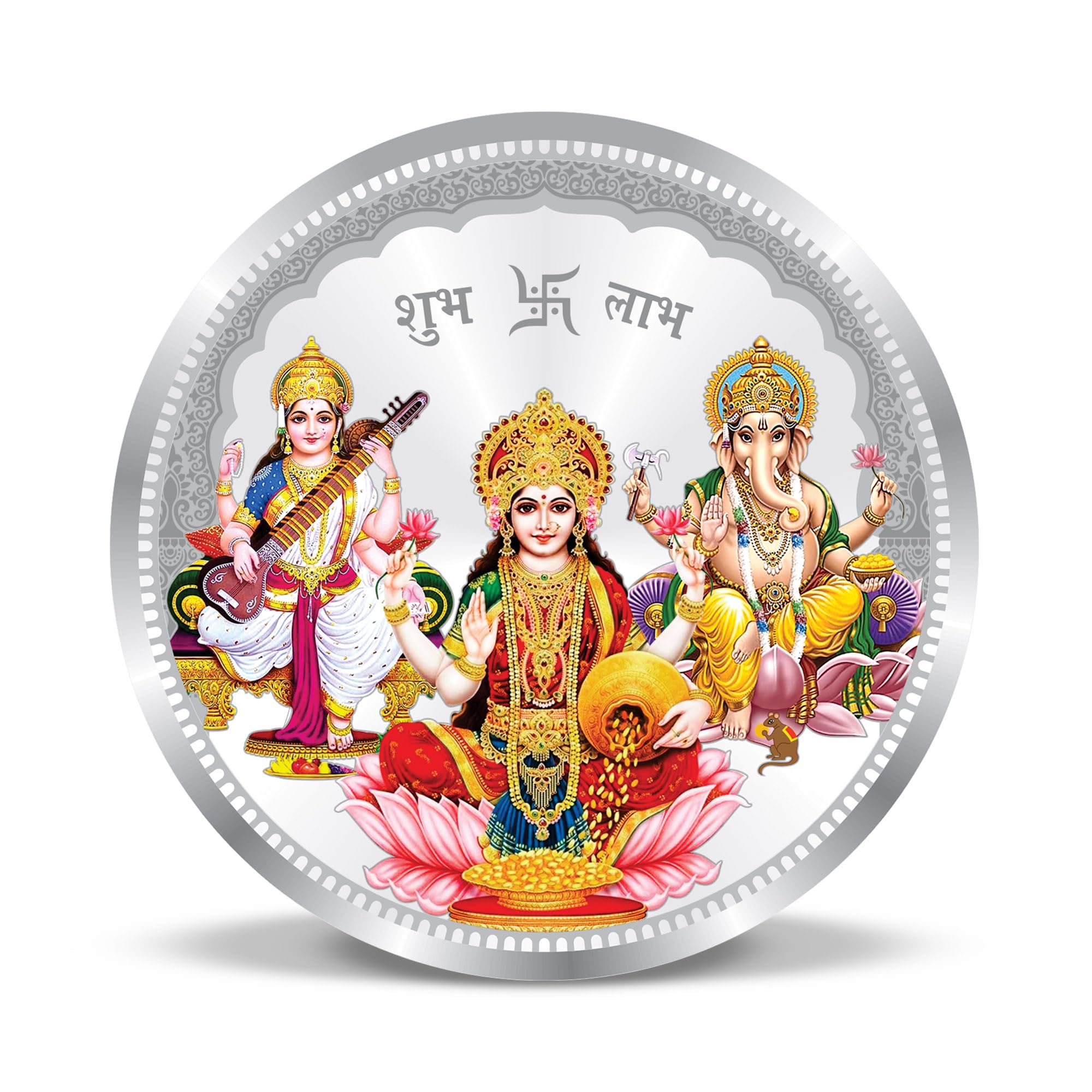 ACPL Precious Moments BIS Hallmarked Silver Coin Laxmi Ganesha and Saraswati 10 gm 999 pure