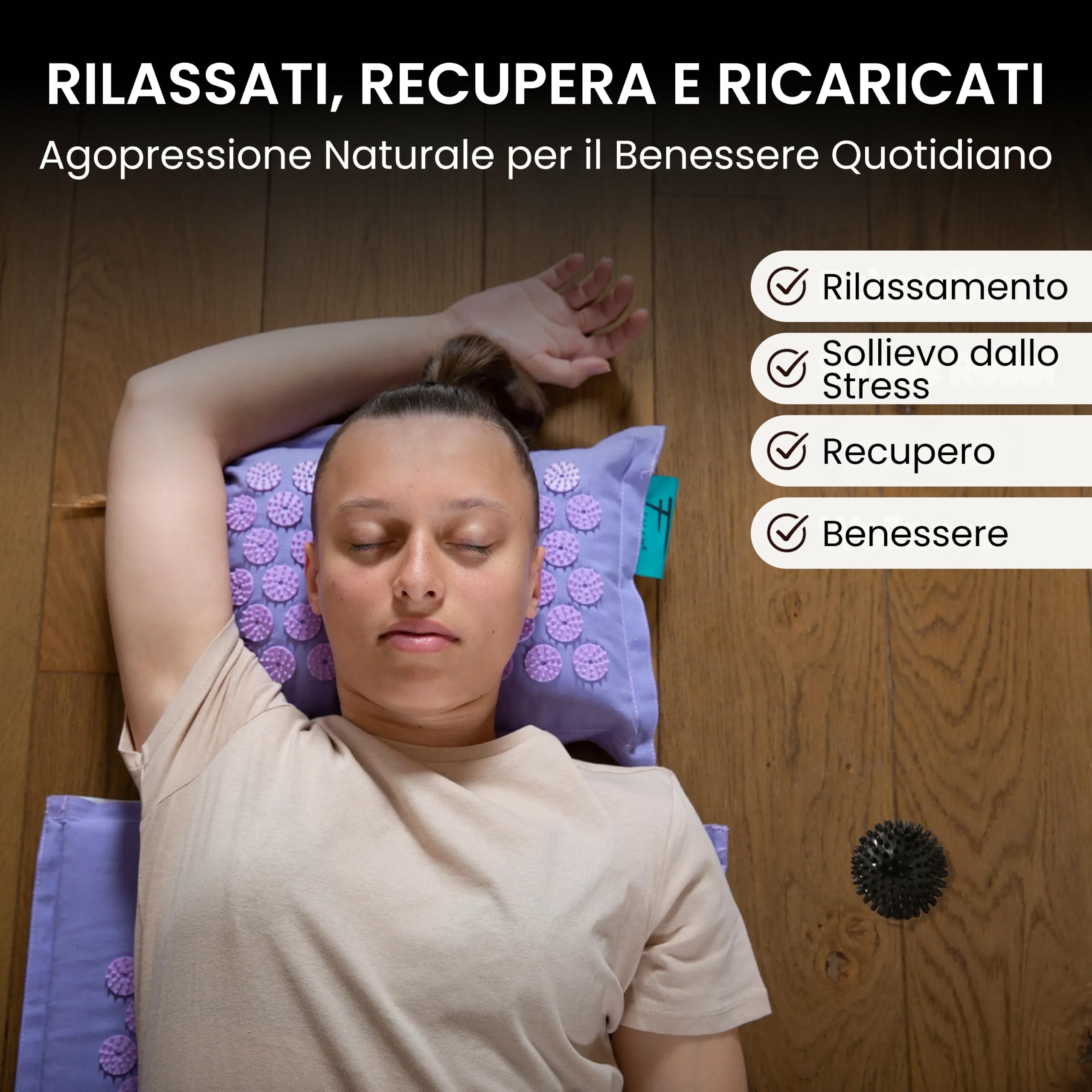 Fitem Set Tappetino Agopressione in Cocco Viola