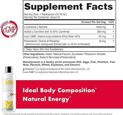 Miniatura 5 de Carnicuts Xtreme por NutraOne - L-Carnitina suplemento líquido para el manejo del peso, energía libre de estimulantes y mantenimiento metabólico