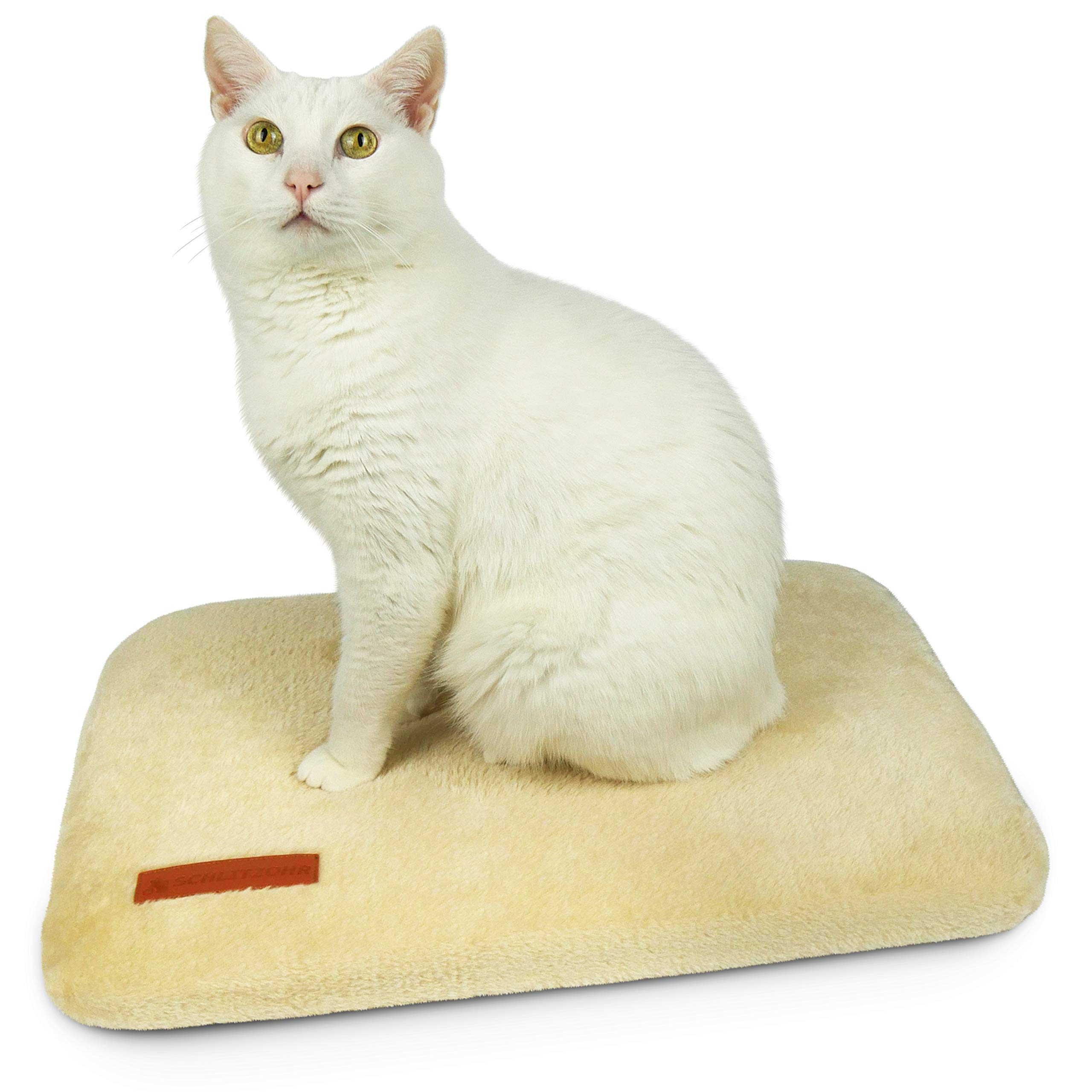 Fensterliegeplatz Teddy | stabile Katzenliege für Fensterbank | Fensterbankliege für Katzen | 51 × 36 cm (Beige)