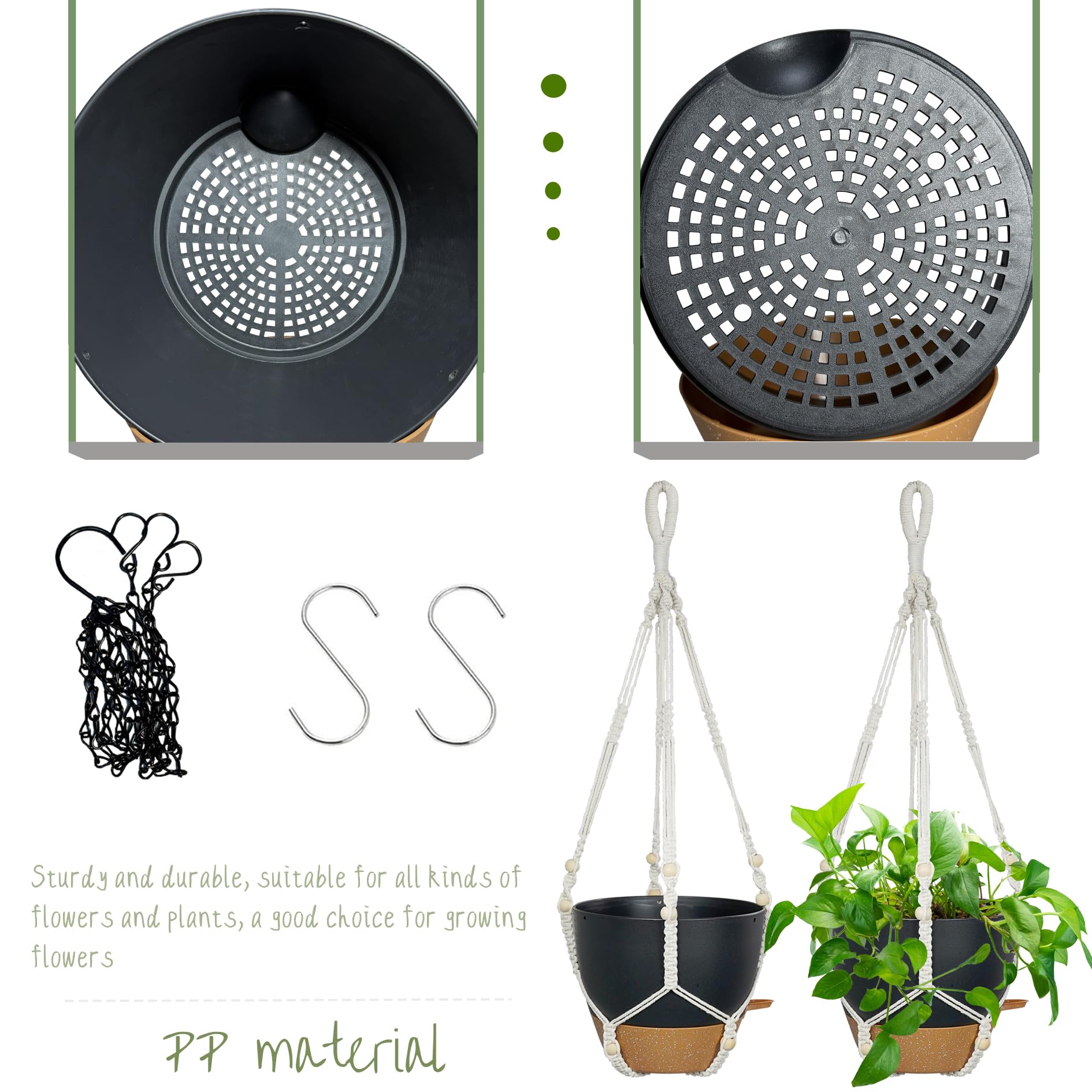 Snapklik.com : 10 Inch Hanging Planters For Indoor Plants, 2 Pack Self ...