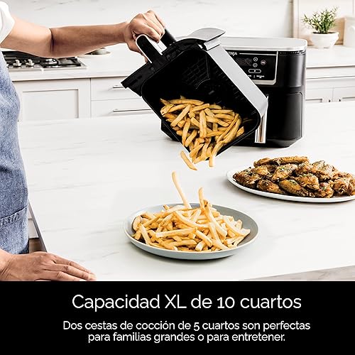 Miniatura 4 de Ninja DZ550 Foodi - Freidora de aire 6 en 1 DualZone Smart XL de 10 cuartos de galón con 2 cestas independientes, termómetro inteligente de cocina