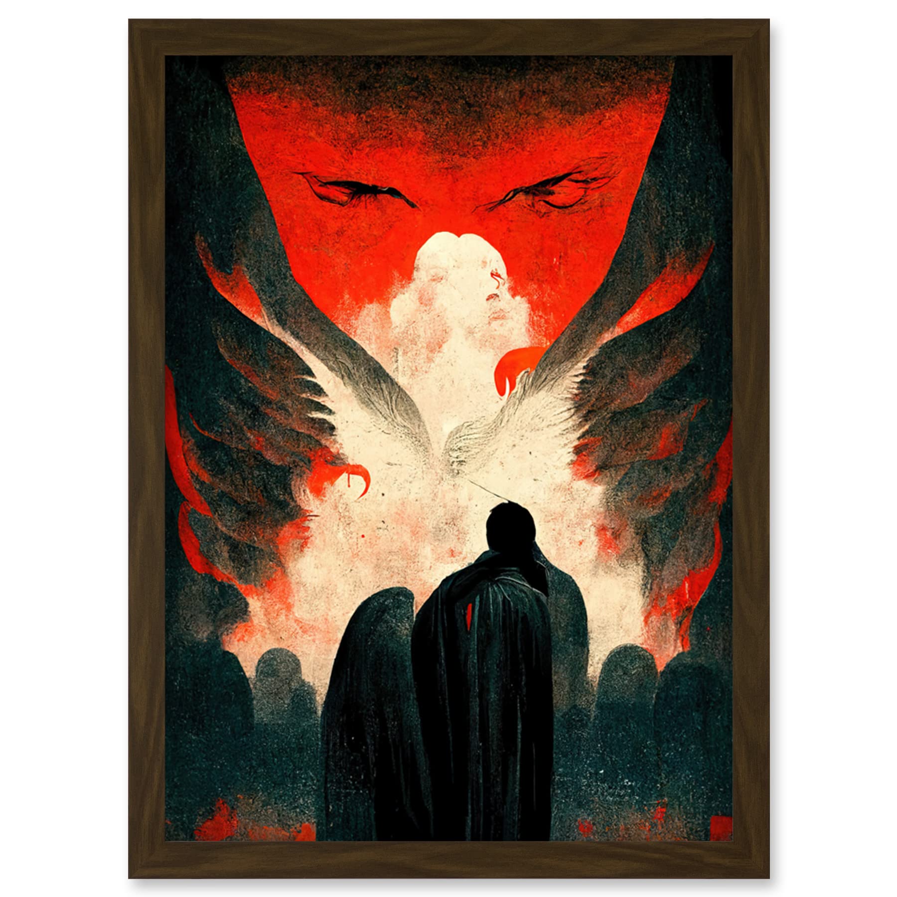 Gates Of Hell Framed Wall Art Print - Devil Satan Lucifer Evil Artwork - A4 Size