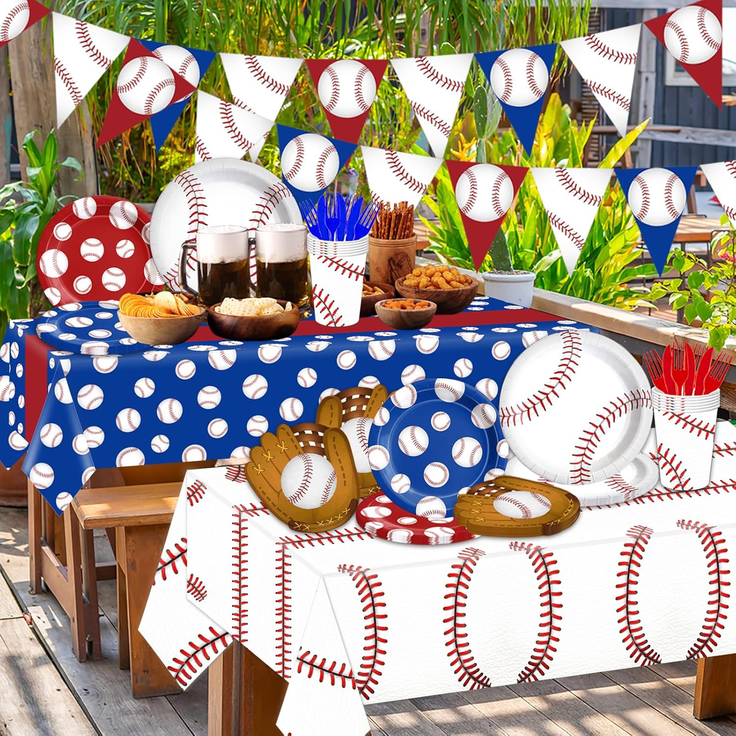 Baseball Party Decorations-143Pcs Baseball Themed Plates and Napkins for Birthday Party Supplies,Baseball Gameday Tableware Kit - Image 6