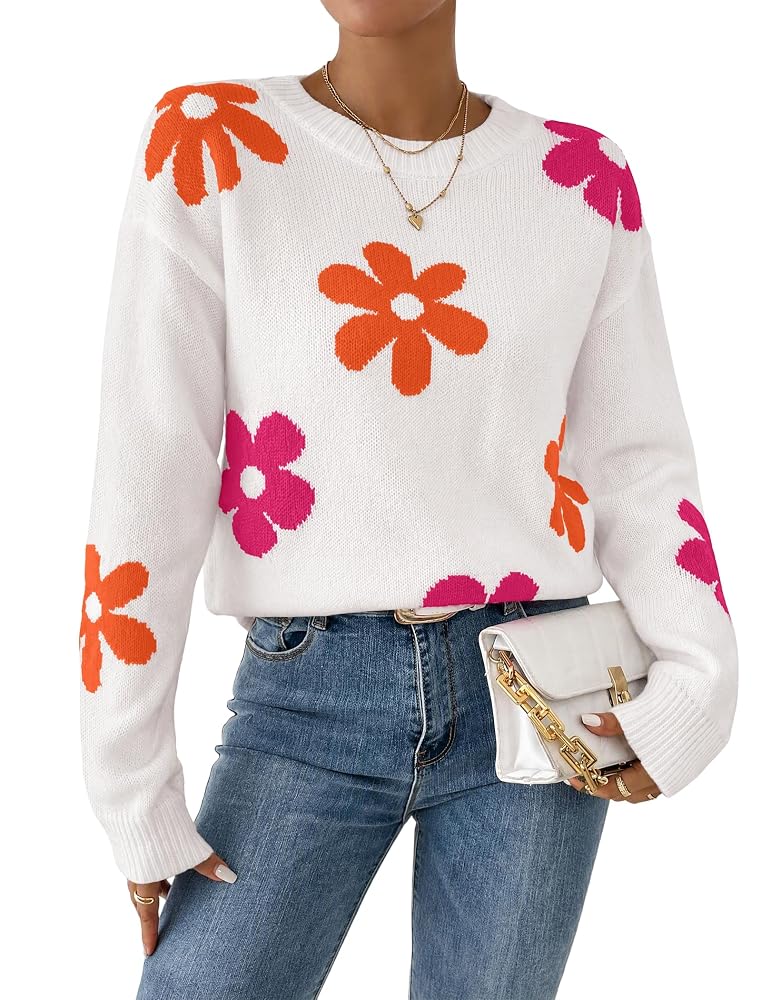 LIBSORGE Womens Flower Sweaters