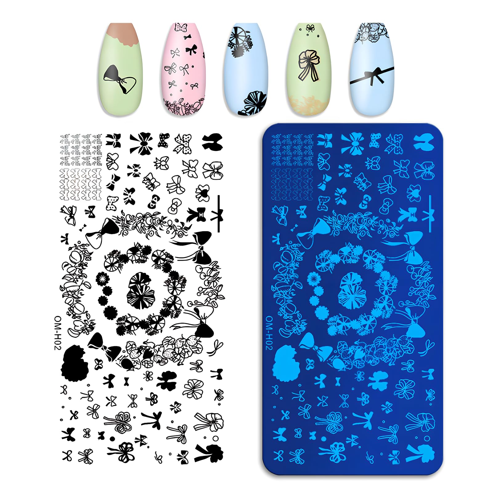 Kit de Estampación para Uñas 7 Piezas Nail Art Stamping Plates Estampador y Raspador