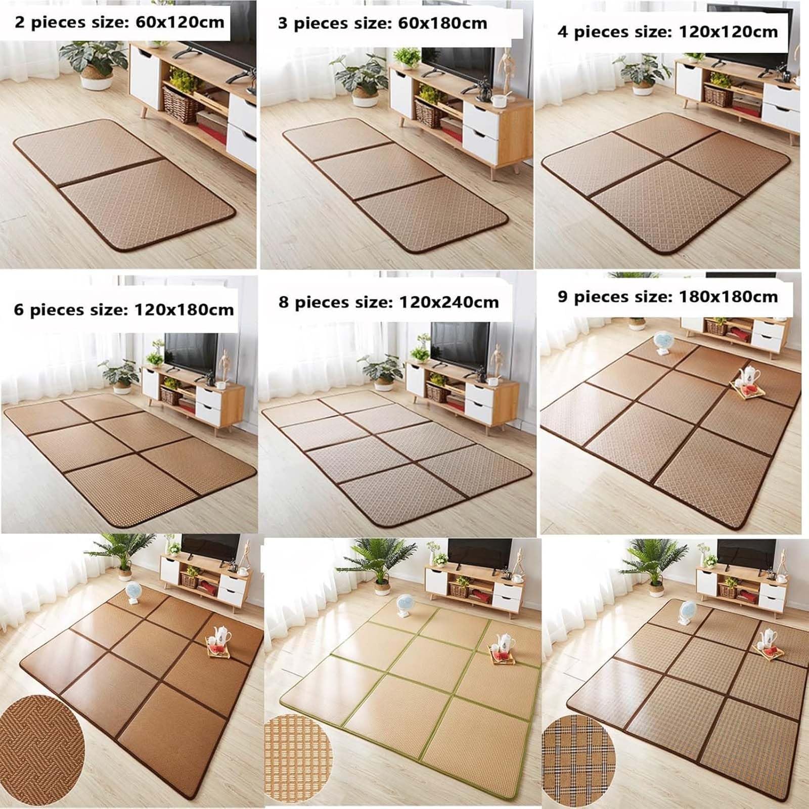 Tatami Japonais Traditionnel pour intérieur, Tapis antidérapant Confortable, pour Salon, Salle de Jeux, Chambre à Coucher,008,60 * 180cm