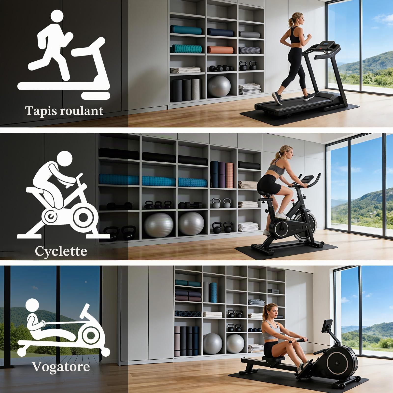 Tappetino per Tapis Roulant,Tappetino Rulli Bici in PVC Spesso 6mm,per Attrezzi per Esercizi,per Roulant,da Passeggio,Panca per Pesi,Cross Trainer,Cyclette