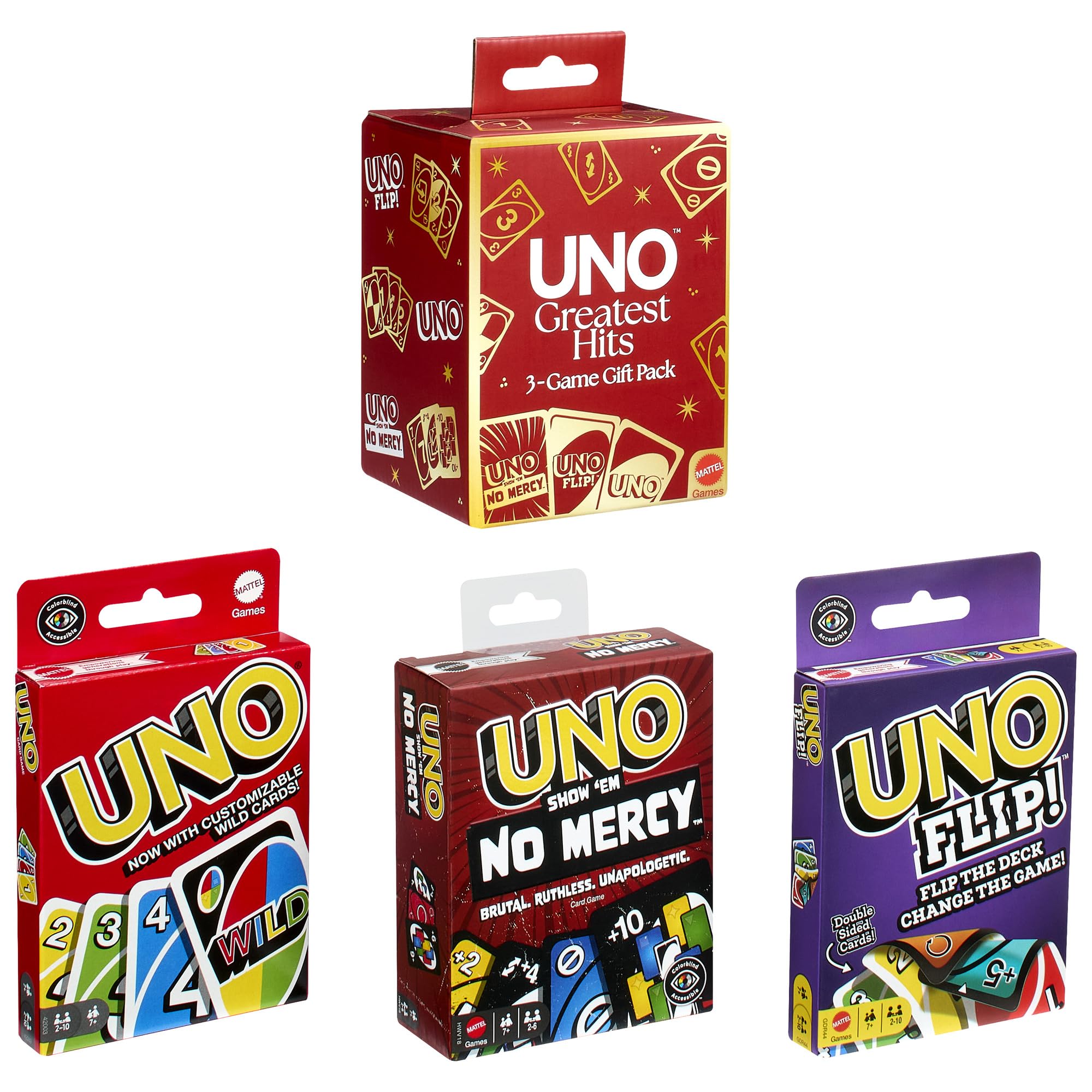 ​Mattel Games UNO Greatest Hits Gift Pack with 3 Card Games, UNO, UNO Flip & UNO Show ‘em No Mercy for Kids, Teens, Grown-Ups & Family Nights & Parties-image-19