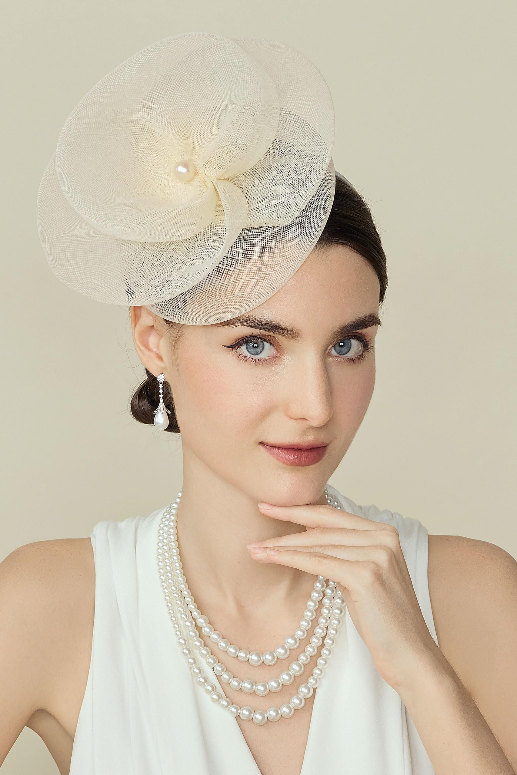 BABEYOND Tocado para mujer con diseño de flores de malla para la cabeza, elegante tocado con clip para el pelo, para bodas y fiestas