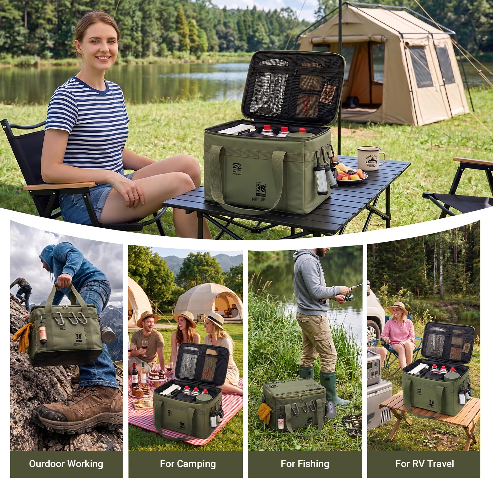 Campingbox faltbar, ZoneYan 30L camping gear organizer, picknick-organizer-tasche, taktische camping tasche, picknick aufbewahrungstasche, Die perfekte Wahl für Campingbegeisterte