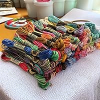 Vista 5 de Paquete de 12 madejas de hilo dental con variaciones mágicas de color, seis hebras bordadas de hilo de punto de cruz, multicolor, juego A