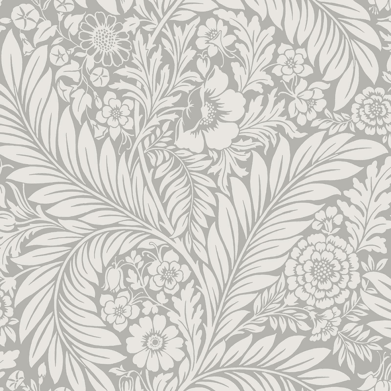 Belgravia Decor Florence Leaf Floral Arts and Crafts Style Wallpaper Ideal for Living Rooms Bedrooms Feature Walls Vintage Dining Rooms and Hallways in Soft Grey 723
