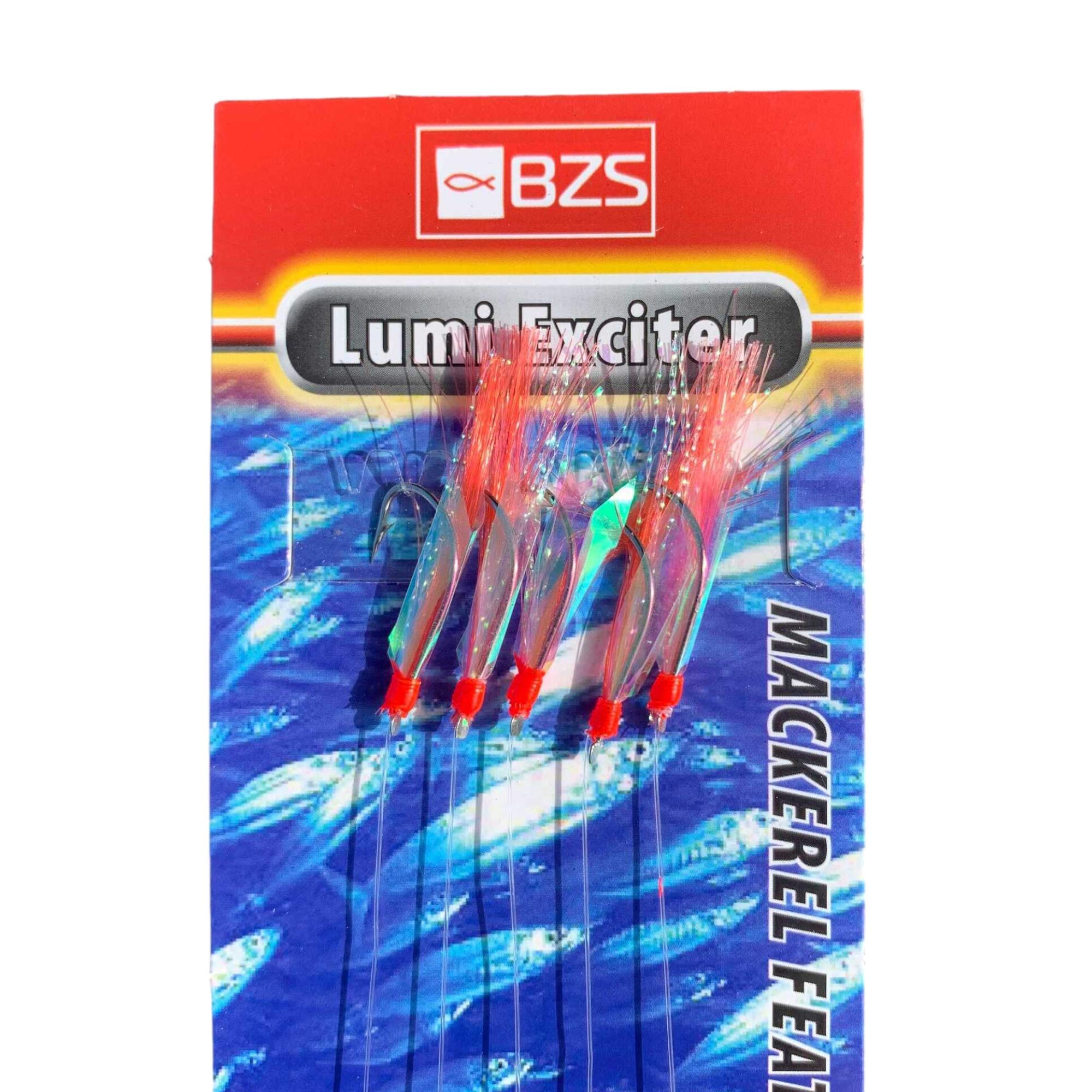 BZS Luminous Mackerel Feathers Sea Fishing Rigs (Lumin Exciter 5 Packs)