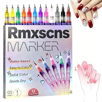 12 Colors Nail Art Pens Set, 2026 New Nail Polish Pens Nail Art Markers for Home & Salon Nail DIY, Nail Art Tools for Dotting Drawing Painting Point Liner DIY 1 Set