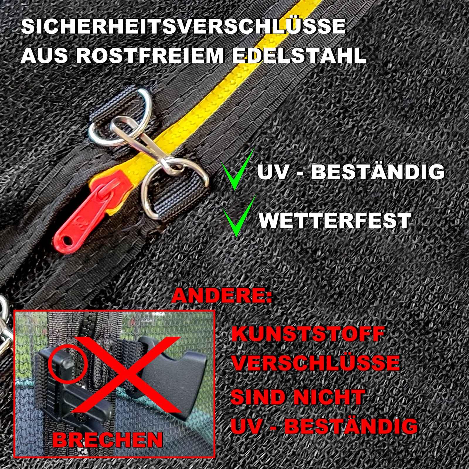 Trampolin Sicherheitsnetz Ø 183 185 244 250 275 277 300 305 335 337 366 370 396 400 427 430 457 460 487 490 (FGIS) Ersatzteile Netz Schutznetz Ersatznetz Gartentrampolin Outdoor