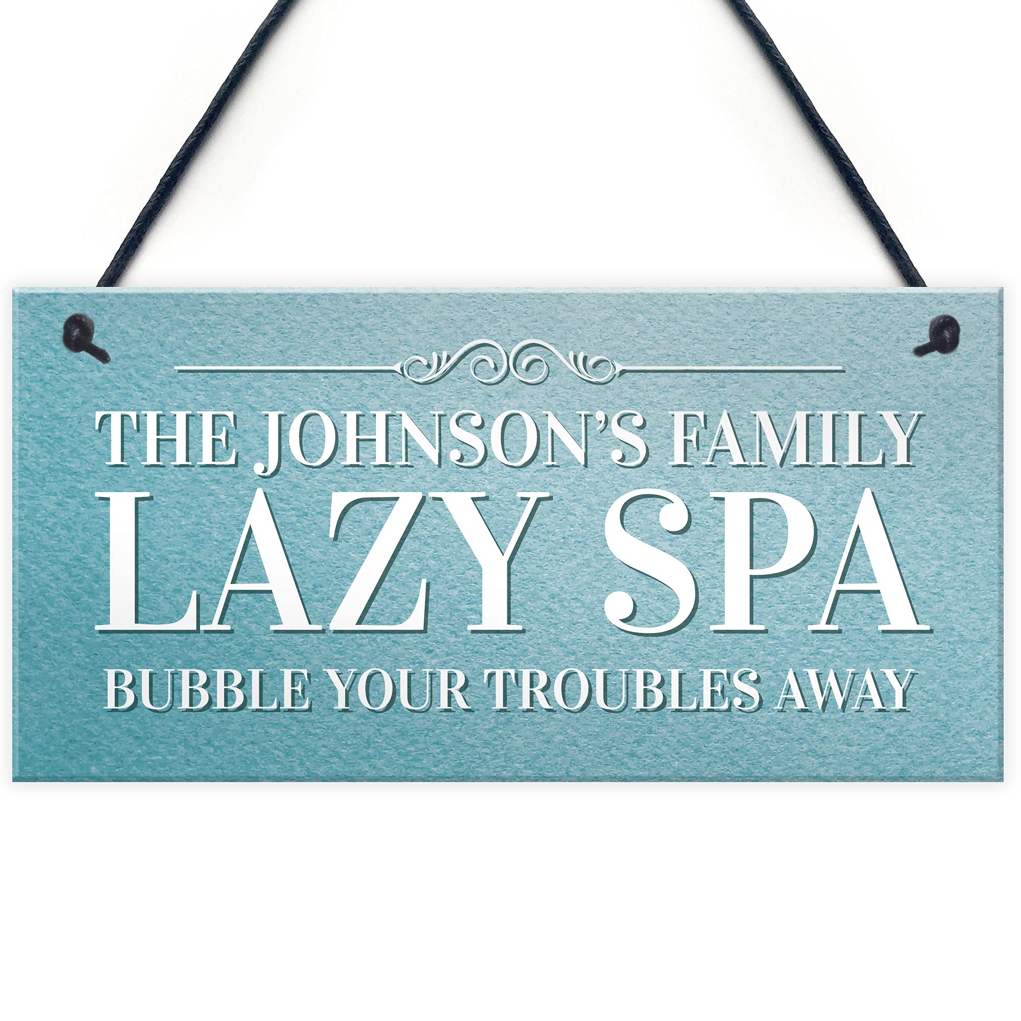 Red Ocean Personalised Hanging Lazy Spa Sign For Garden Hot Tub Sign Garden Shed Sign