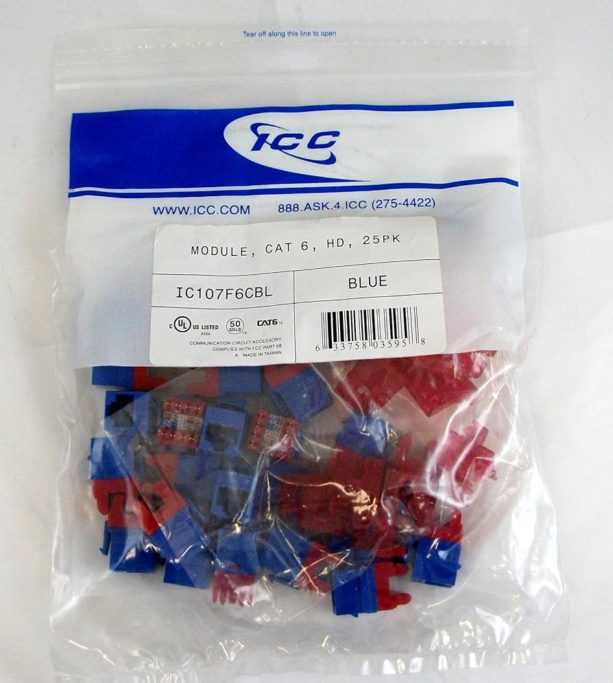 Amazon.com: ICC ICC-IC107F6CBL Module CAT 6 HD 25PK Blue