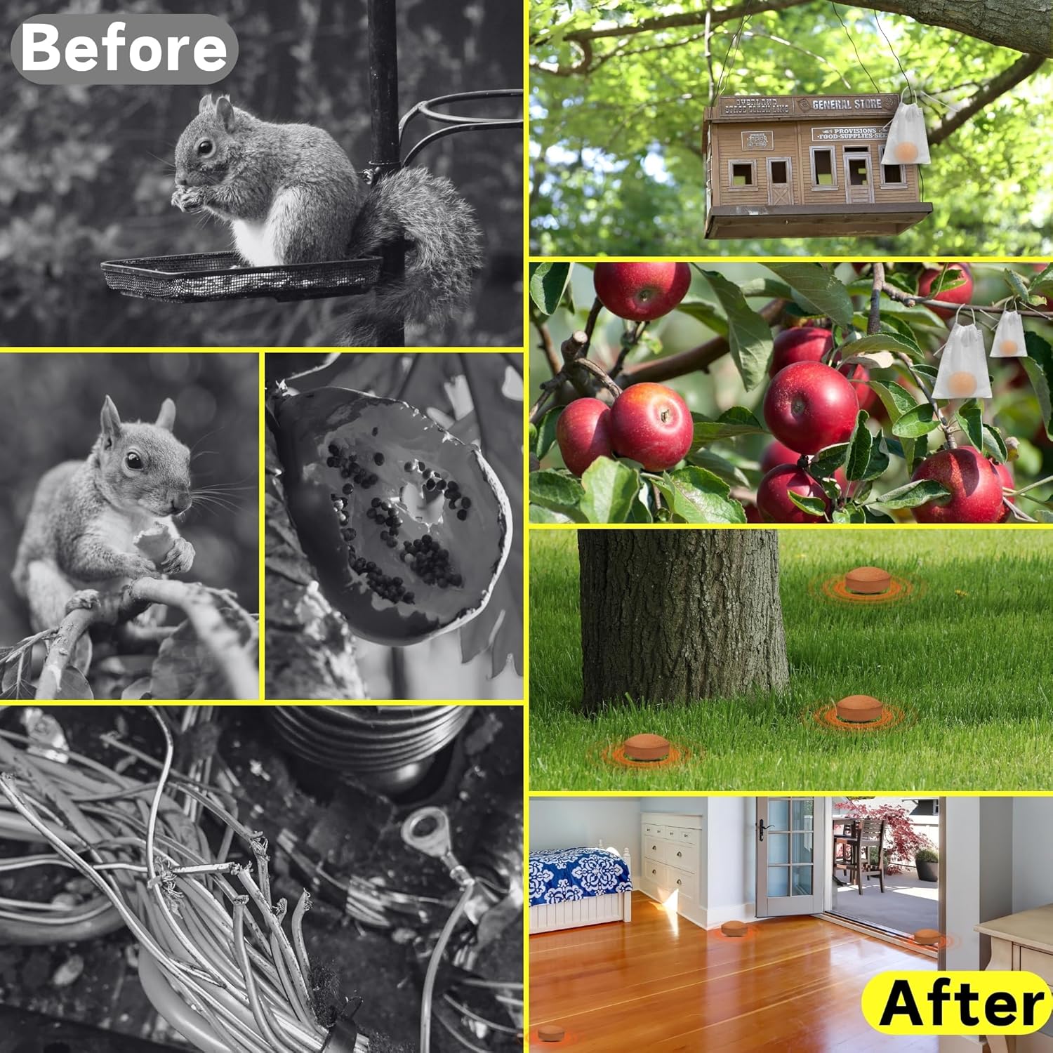 Squirrel Repellent Balls- All Natural Chipmunk & Rodent Deterrent for Outdoor & Indoor Use, Attic, Garden, Cars, Bird Feeders - Safe for Pets & Kids, Lasts 30-60 Days Weather Resistant Protection - Image 4