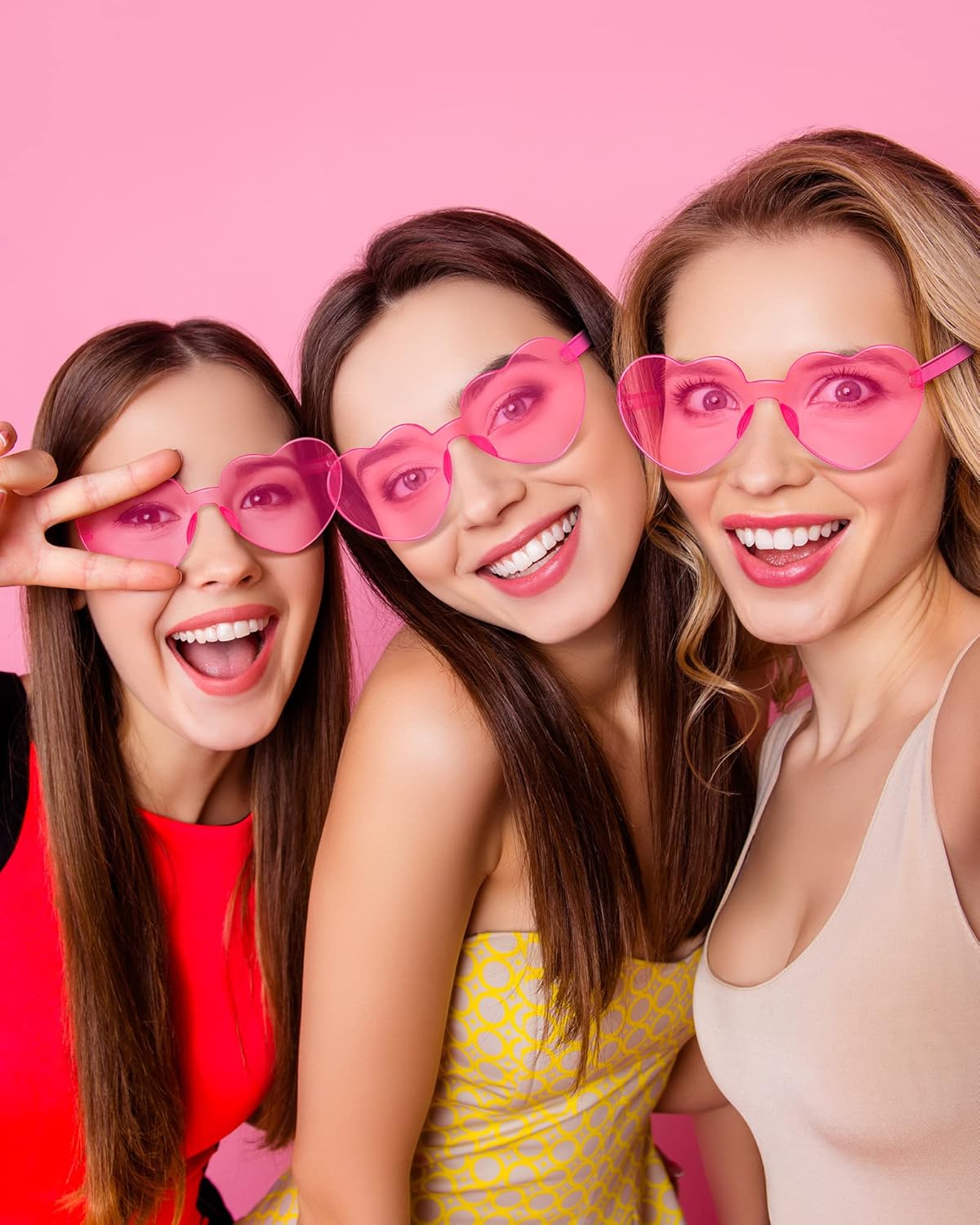 TOODOO 14 Pairs Heart Shaped Sunglasses for Women Rimless Heart Sunglasses Bulk for Party Favors - Image 7