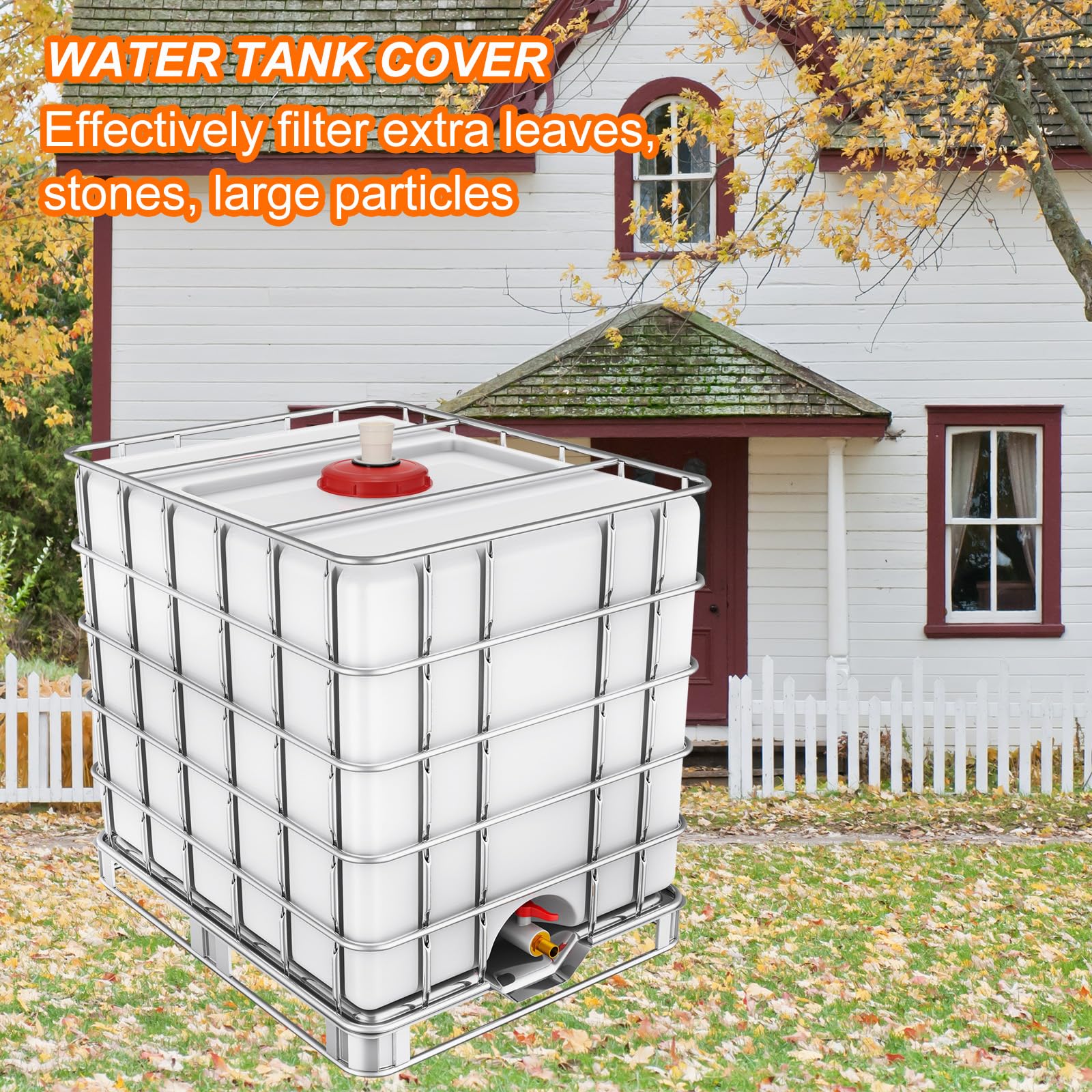 QUARKZMAN 245mm Tapa de Filtro de IBC, Adaptador de Manguera Recta de Tote de Plástico IBC de 1000L para Contenedor de Tanque de Agua de Lluvia para Tanques de Agua de 275gal, Rojo/Blanco