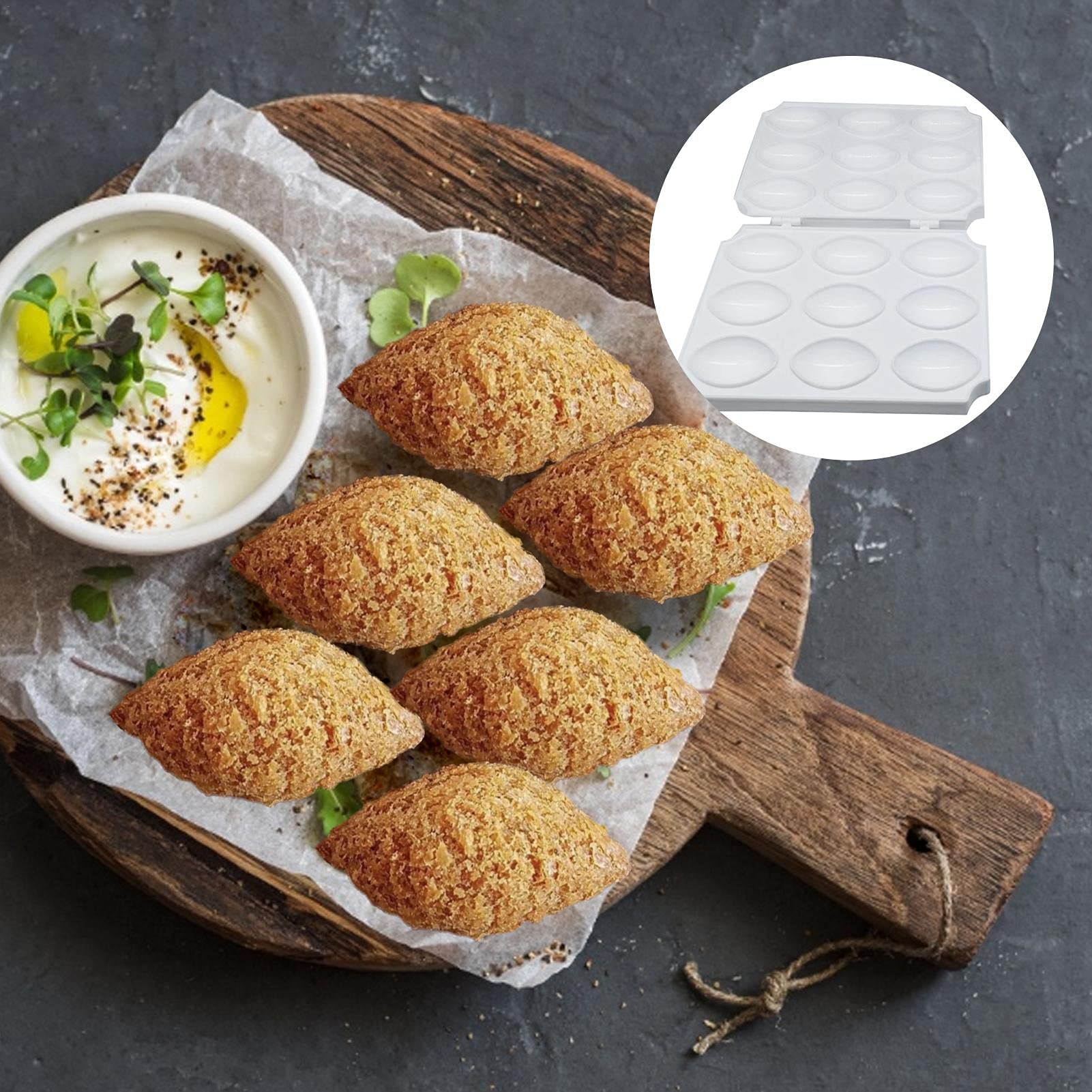 Tissting Kibbeh Moule à Pain De Viande 9 Grilles 7.4cm Trou Blanc