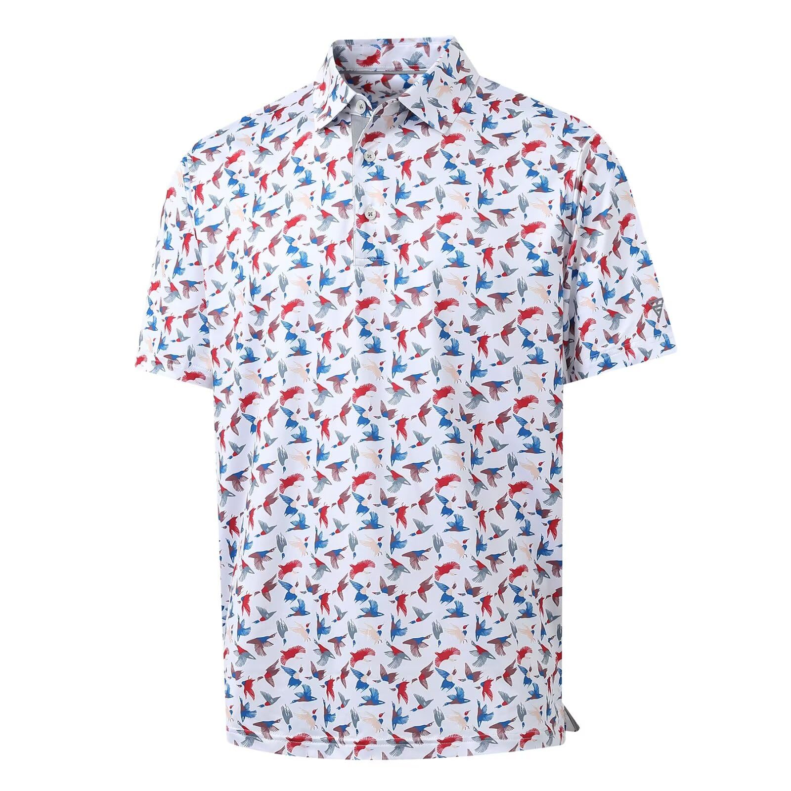 M MAELREG Mens Golf Shirt Short Sleeve Dry Fit Print Moisture Wicking Performance Patterns Collared Polo Shirt — view 20