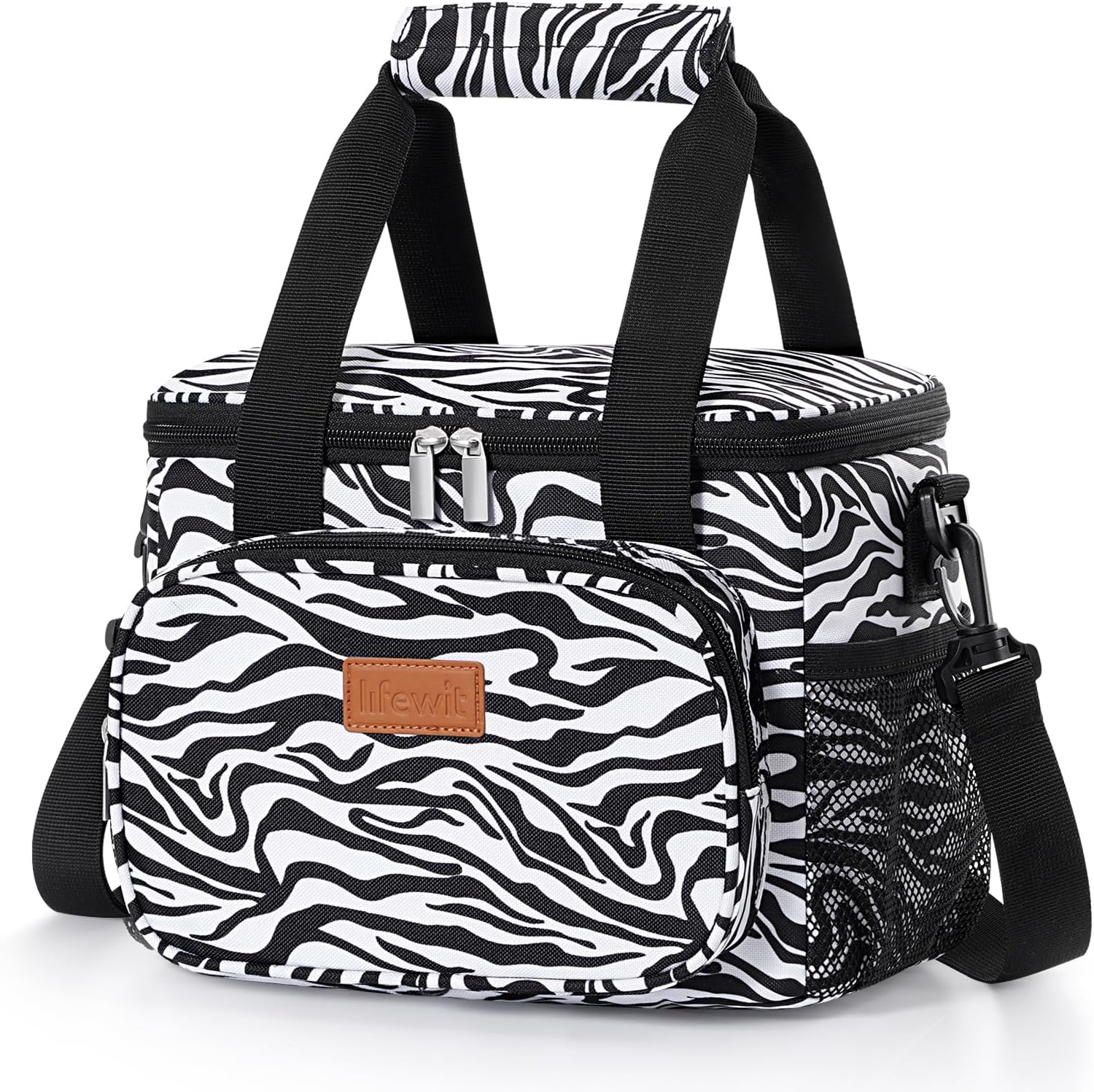 Lifewit Medium Lunch Bag Insulated Lunch Box Soft Cooler Cooling Tote for Adult Men Women, Zebra Stripes 12-Can (9L)Recycled Claim Standard 100
