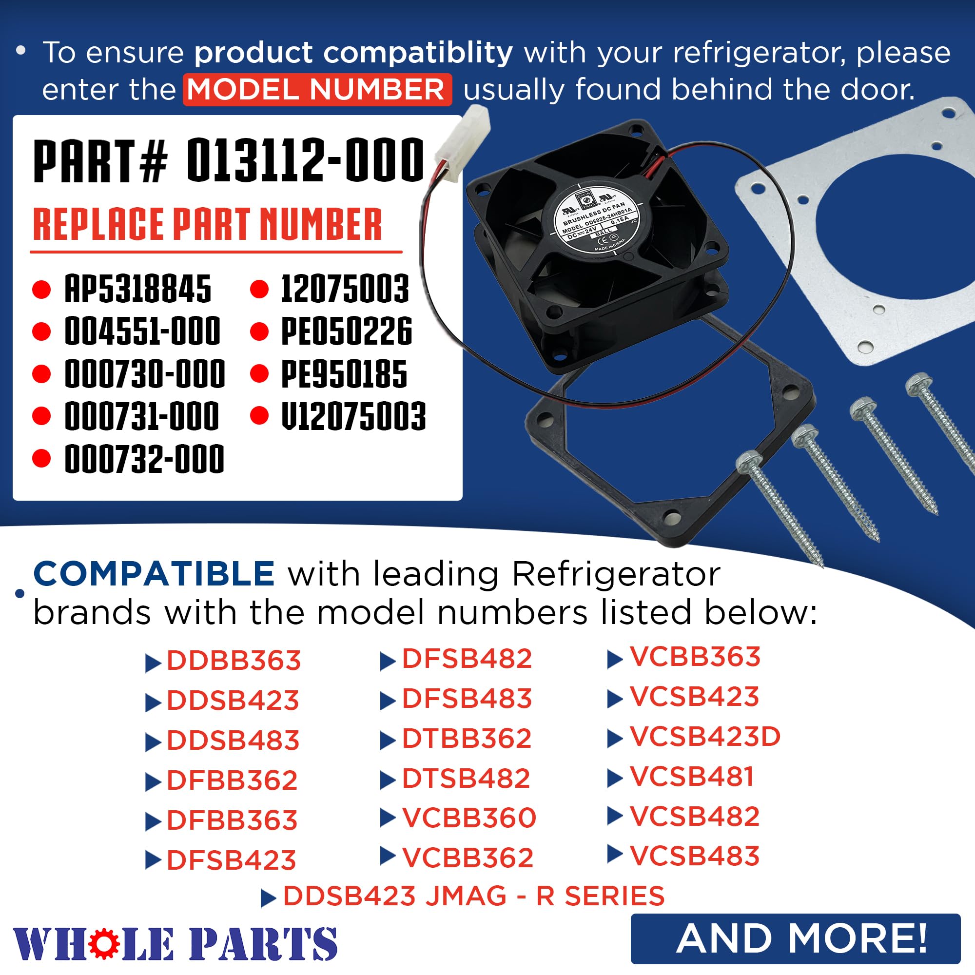 Amazon.com: Upgraded Whole Parts Refrigerator Axial Fan Kit Part