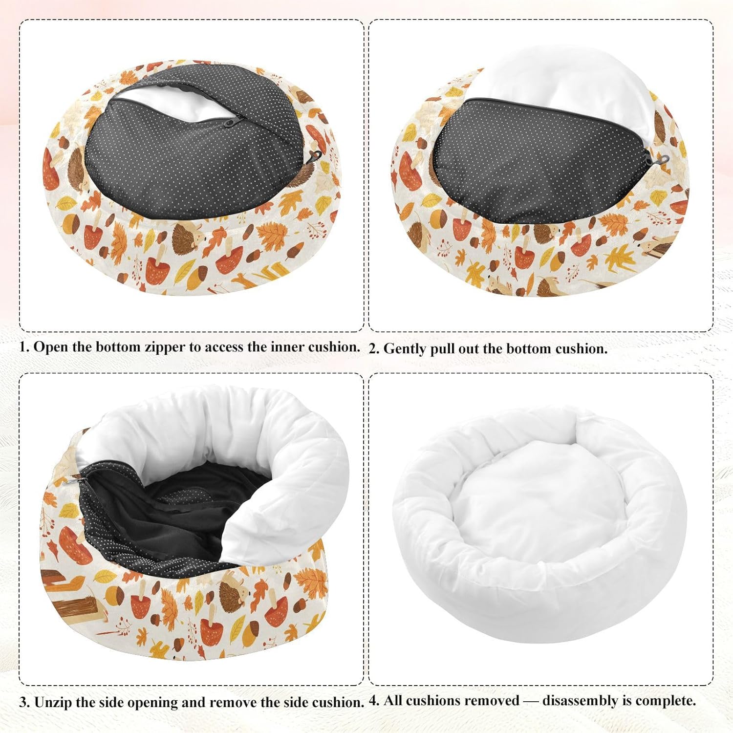 Pet Dog Beds Anxiety Relief Fluffy Cat Pillow Bed for Medium Size Pets Sleeping M Hedgehogs Pattern
