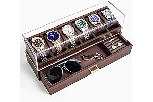 KAMIER Watch Box for Men - Luxury 360° Wooden Display Case