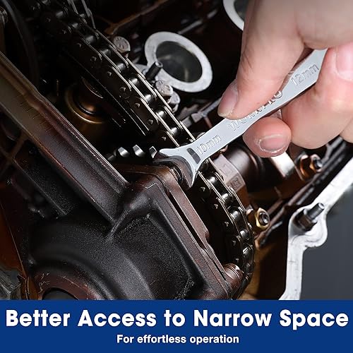 Miniatura 8 de WORKPRO Juego de llaves métricas superfinas de extremo abierto, 7 piezas, 5.5 a 0.906 in, juego de llaves delgadas ultrafinas con bolsa