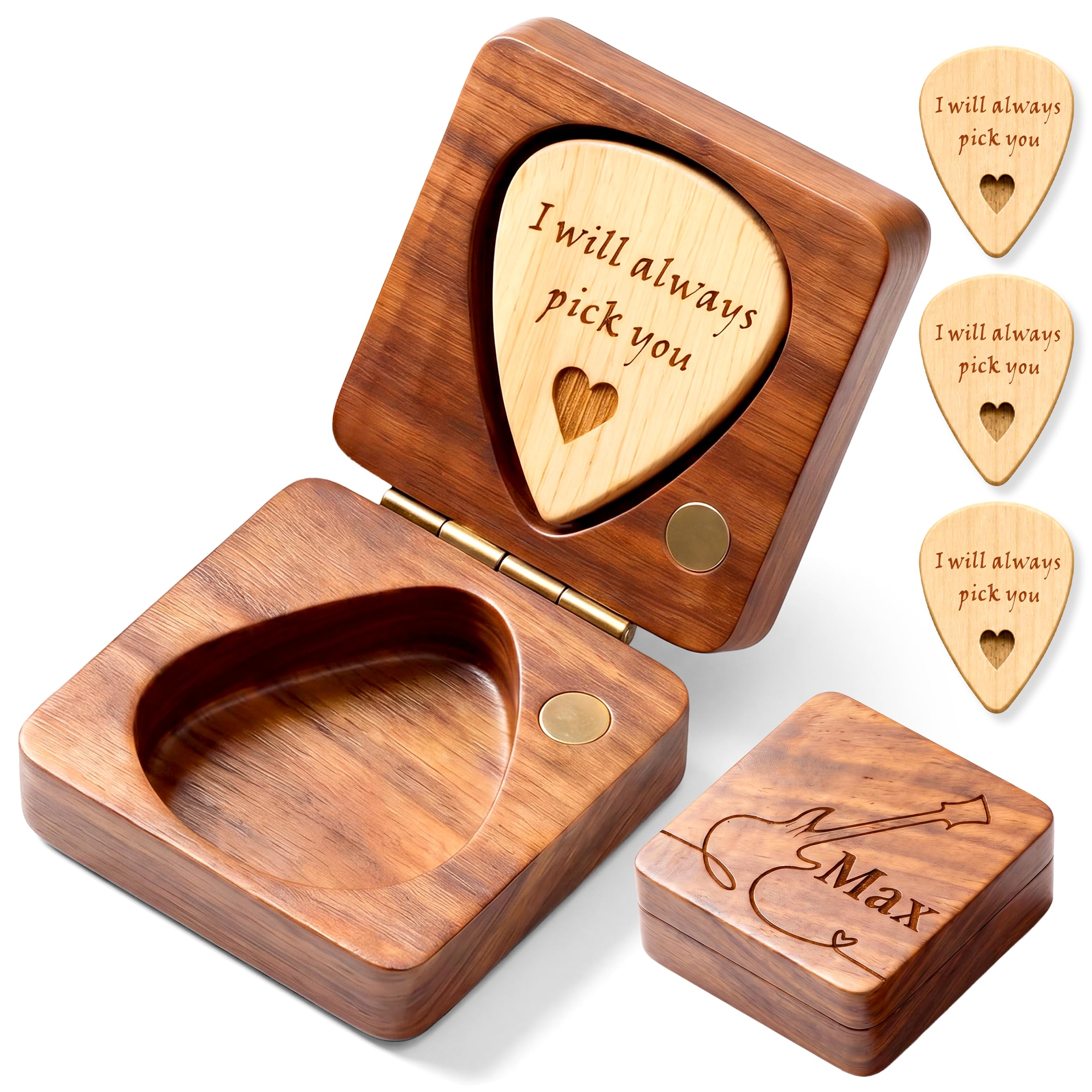 Custom Guitar Pick, Wooden Guitar Pick Case | Personalized Guitar Pick Holder, Guitar Picks Case for for Musicians, Guitarists & Music Lovers Holder